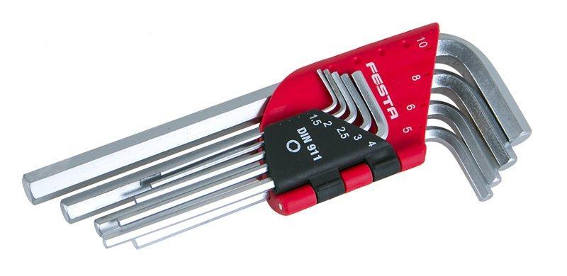 Klíče imbus - sada 1.5-10mm - 9ks CrV FESTA